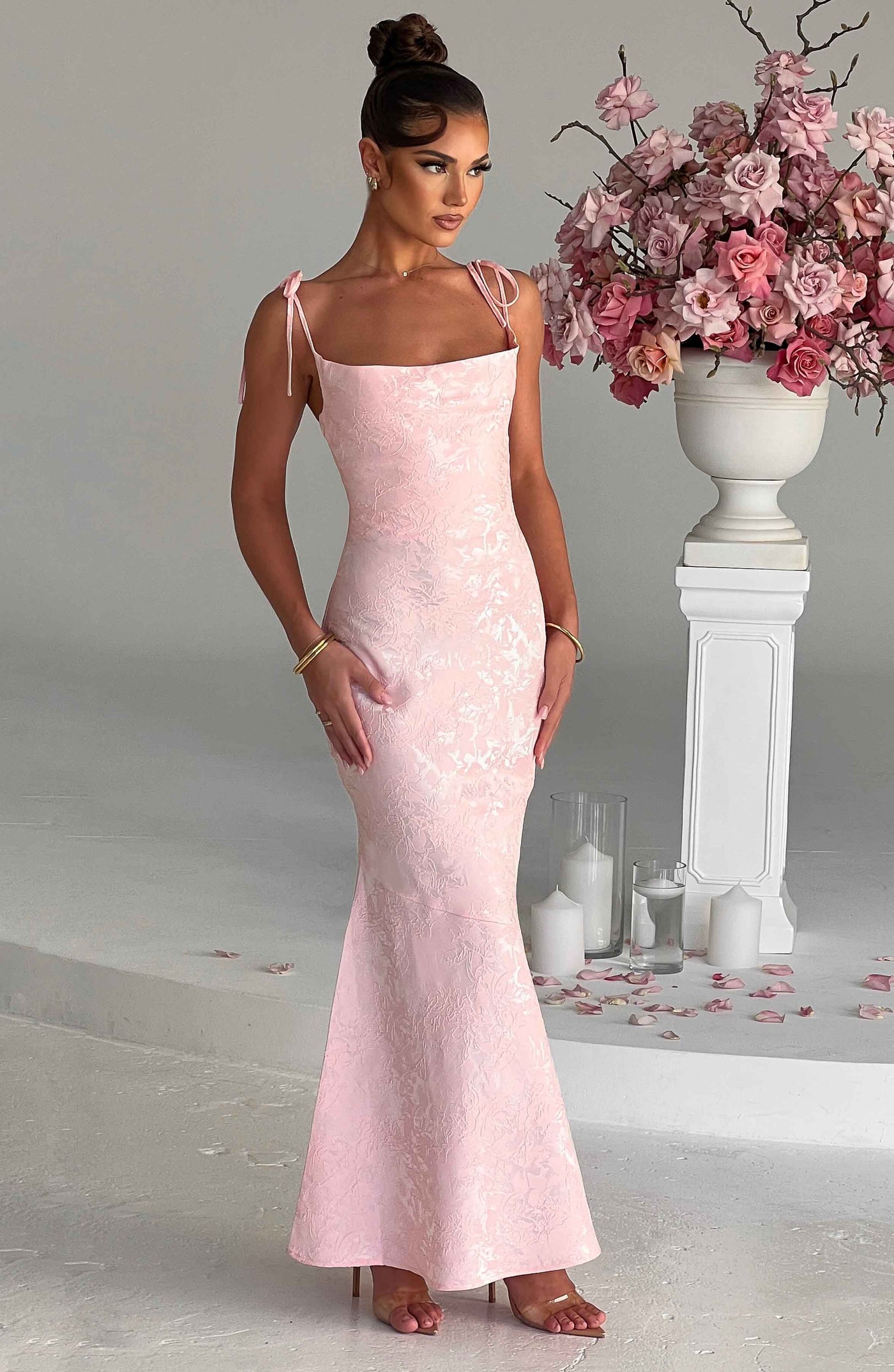 Whitney Maxi Elbise - Pudra Pembesi