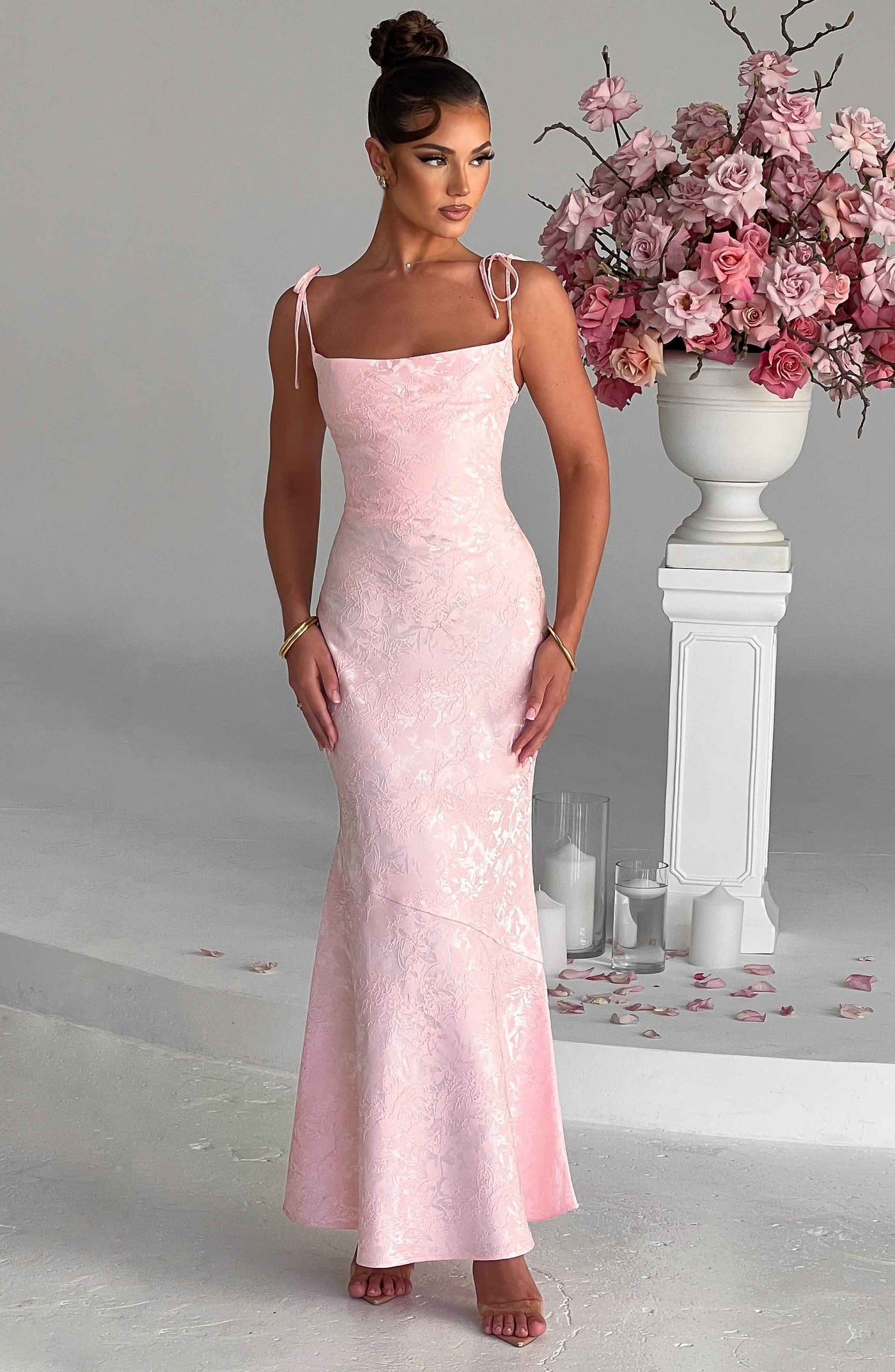 Whitney Maxi Elbise - Pudra Pembesi