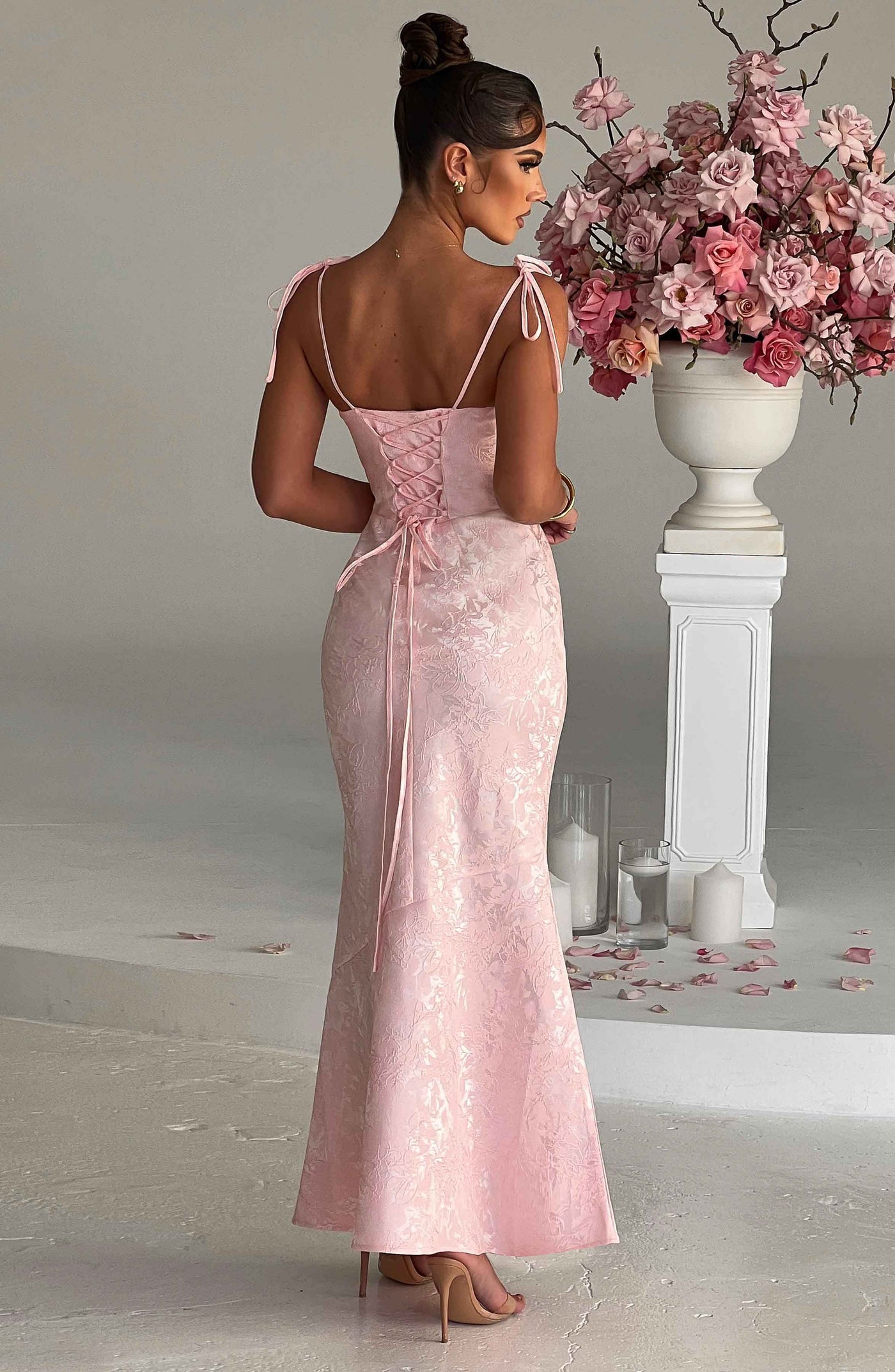 Whitney Maxi Elbise - Pudra Pembesi