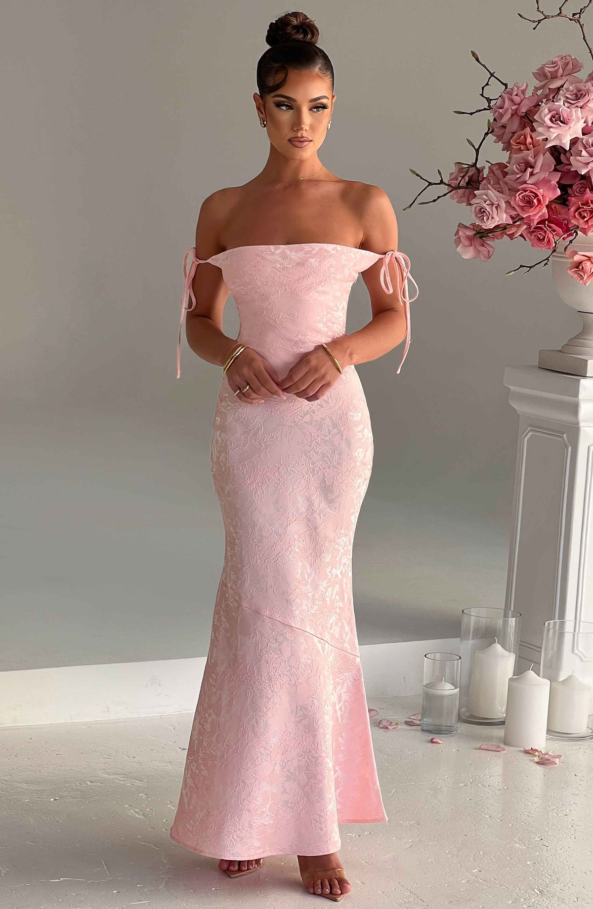 Whitney Maxi Elbise - Pudra Pembesi