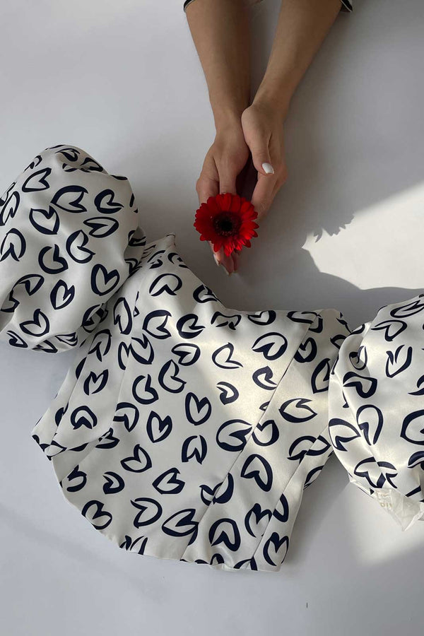 Kalp Baskılı Büstiyer Üst