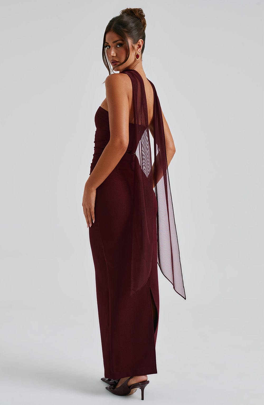Yulia Maxi Elbise - Kiraz Rengi Lake