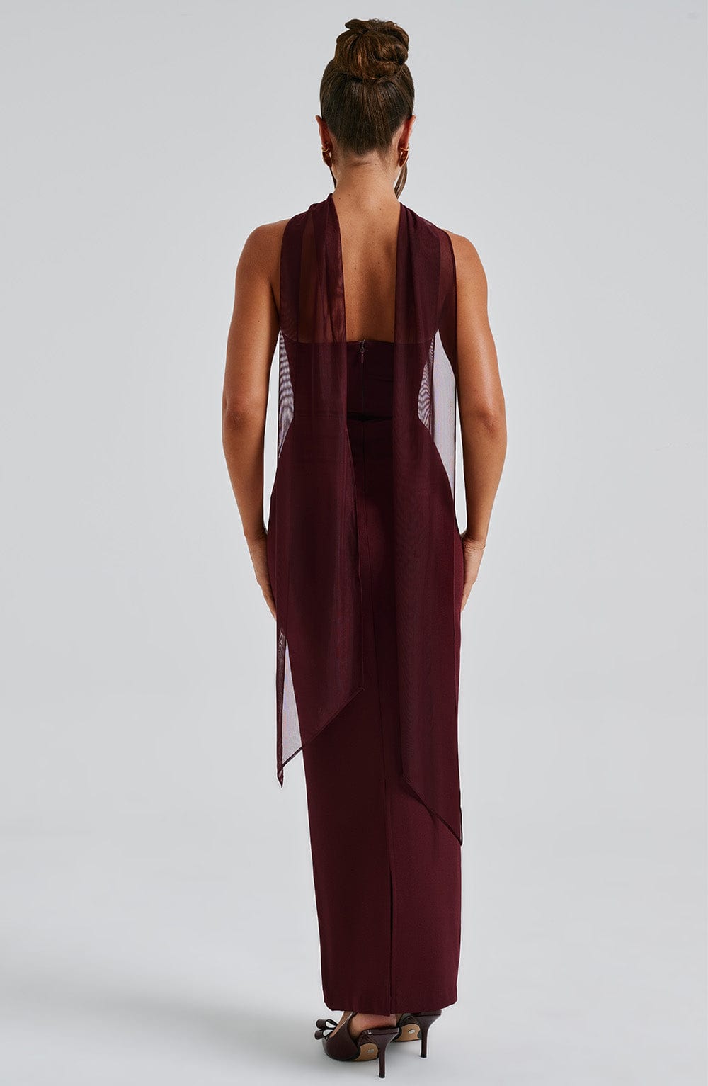 Yulia Maxi Elbise - Kiraz Rengi Lake